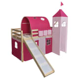 vidaXL Cama alta para crianças com escorrega e escada, madeira, rosa