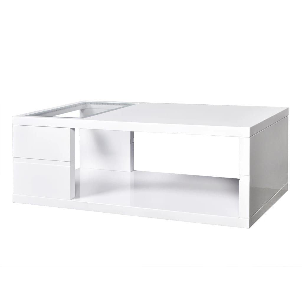 

vidaXL Salontafel met LED hoogglans wit 105x55x41,5 cm