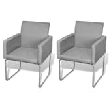 vidaXL Dining Chairs 2 pcs Fabric Light Gray