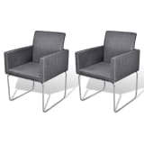 vidaXL Dining Chairs 2 pcs Fabric Dark Gray