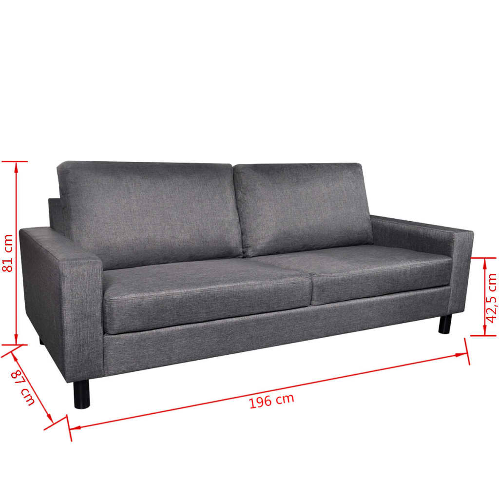Trivietė sofa, audinys, tamsiai pilka | Stepinfit