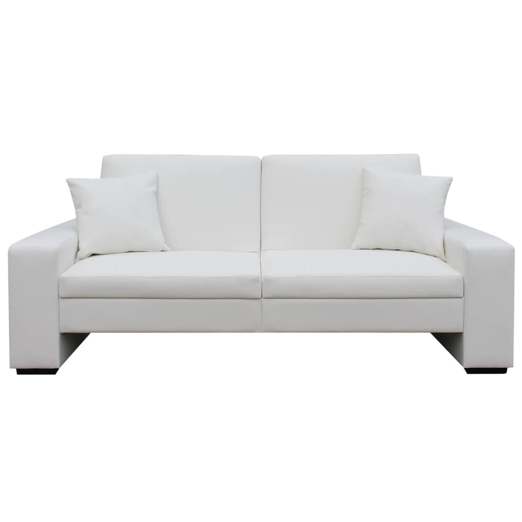 vidaXL izvelkams dīvāns, balta mākslīgā āda