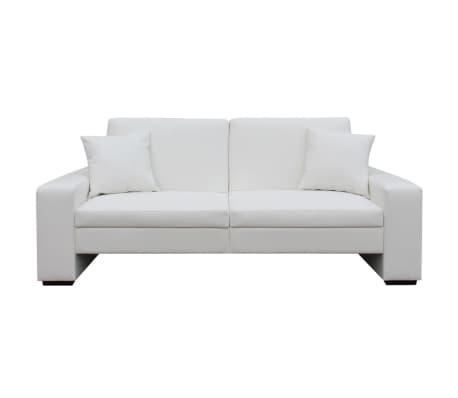 vidaXL Rozkładana sofa ze sztucznej skóry, biała