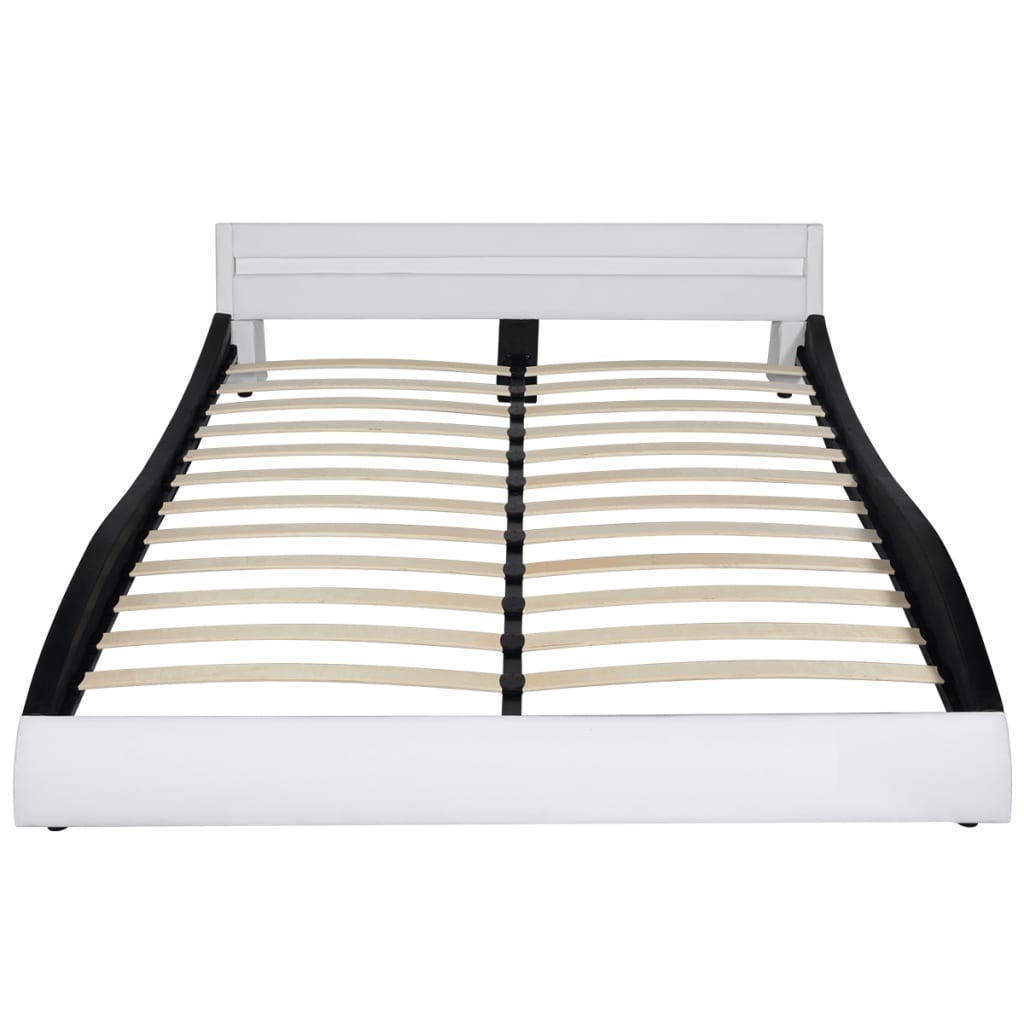 vidaXL Okvir za krevet od umjetne kože s LED svjetlom crno bijeli 180 x 200 cm
