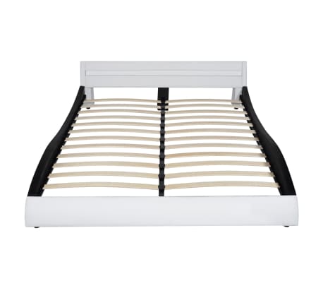 vidaXL Cadru de pat cu LED, alb & negru, 180x200 cm, piele artificială