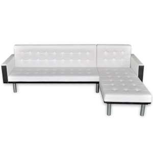 vidaXL Schlafsofa L-Form Kunstleder Weiß