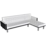 vidaXL L-shaped Sofa Bed Artificial Leather White and Black
