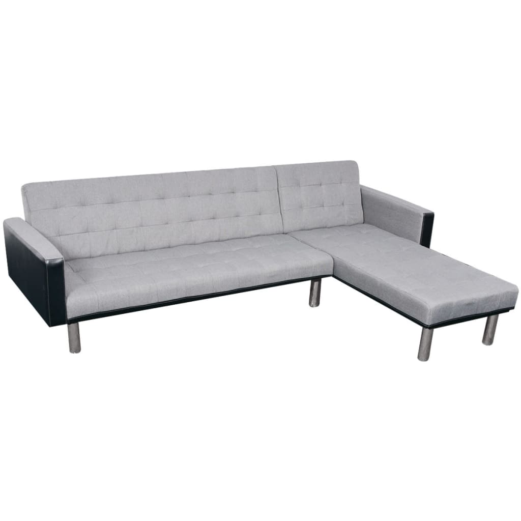 vidaXL Schlafsofa L-Form Stoff Schwarz und Grau