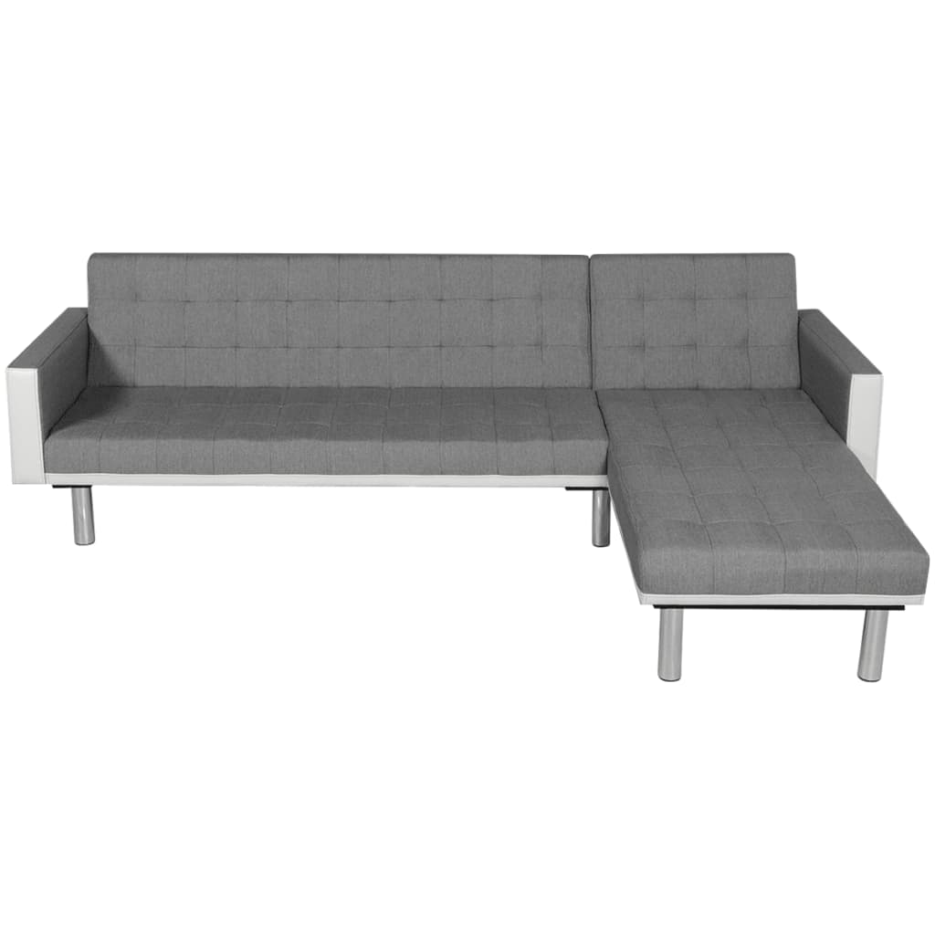 vidaXL L-shaped Sofa Bed Fabric White and Gray
