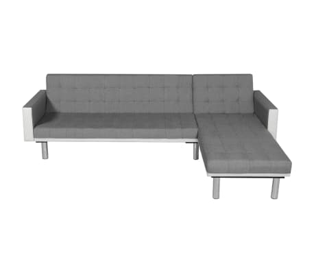 vidaXL L-shaped Sofa Bed Fabric White and Gray