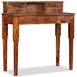 vidaXL Schrijftafel met 5 lades 90x40x90 cm massief sheesham hout