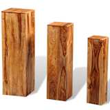 vidaXL Plantenstandaarden massief sheesham hout bruin 3 st