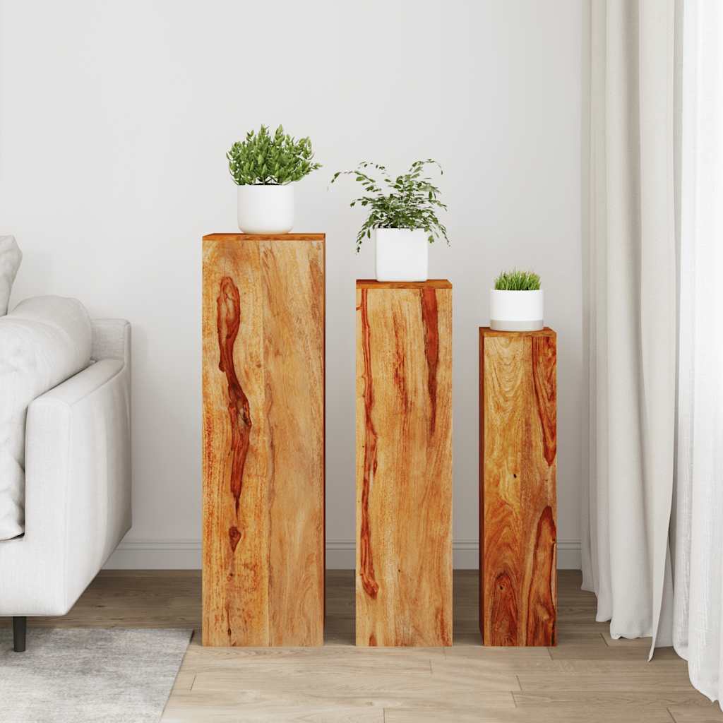 vidaXL 3-delige Plantenstandaardenset massief sheeshamhout bruin afbeelding
