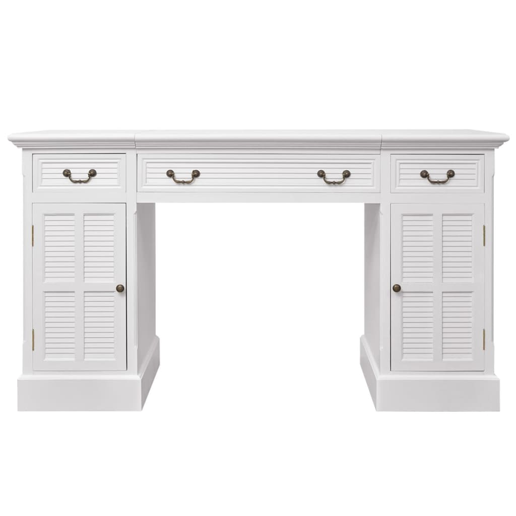 imagem de vidaXL Secretária de base dupla estilo pedestal 140x48x80 cm branco4