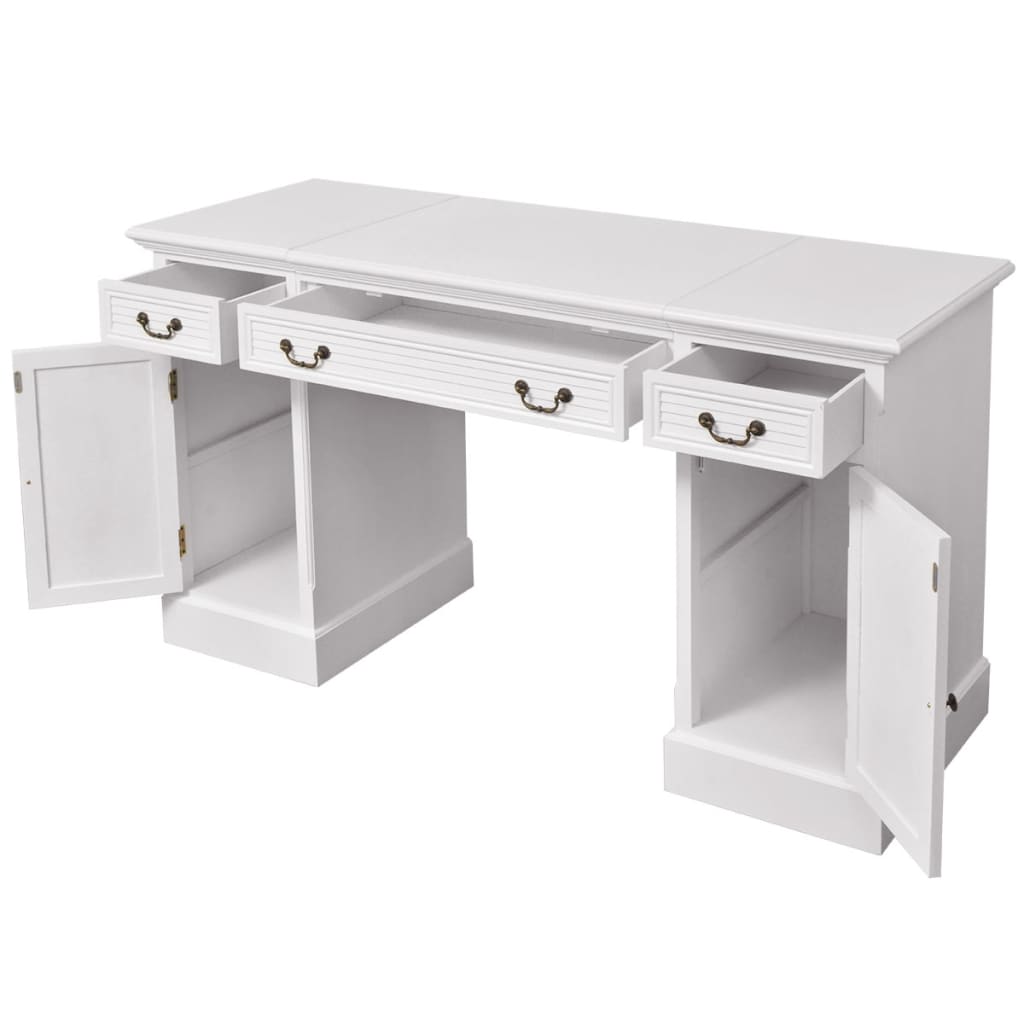 imagem de vidaXL Secretária de base dupla estilo pedestal 140x48x80 cm branco5