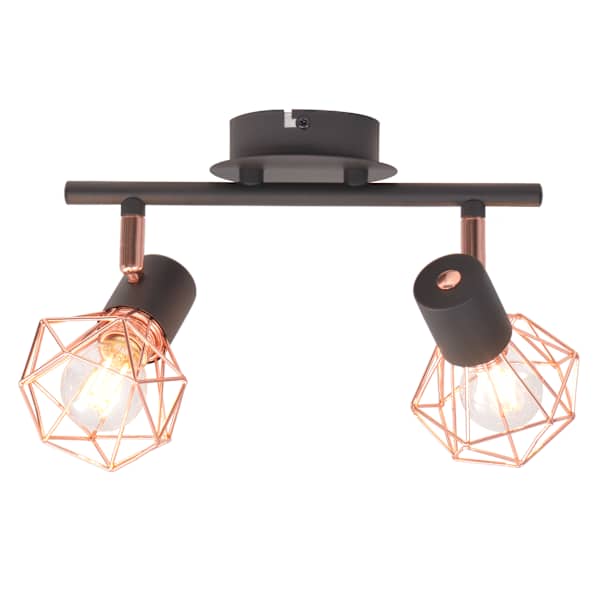vidaXL laelamp 2 punktvalgustiga E14, must ja vaskne
