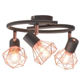vidaXL Candeeiro de teto com 3 focos E14 preto e cobre