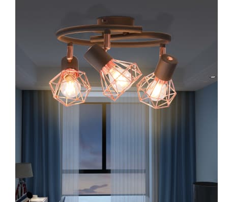 VidaXL Plafoniera Con 2 Faretti – Design Industriale – Nero E Rame – Porta Lampadine E14 – Da Soffitto O Parete