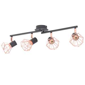 vidaXL laelamp 4 punktvalgustiga E14, must ja vaskne