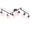 vidaXL laelamp 6 punktvalgustiga E14, must ja vaskne