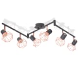 vidaXL laelamp 6 punktvalgustiga E14, must ja vaskne