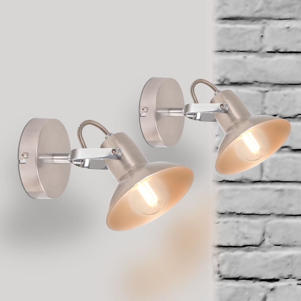 VidaXL - vidaXL Wandlampen voor 2 peertjes E14 zilver 2 st
