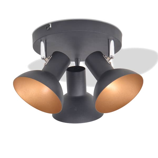 vidaXL laelamp kolmele E27 pirnile, must ja kuldne