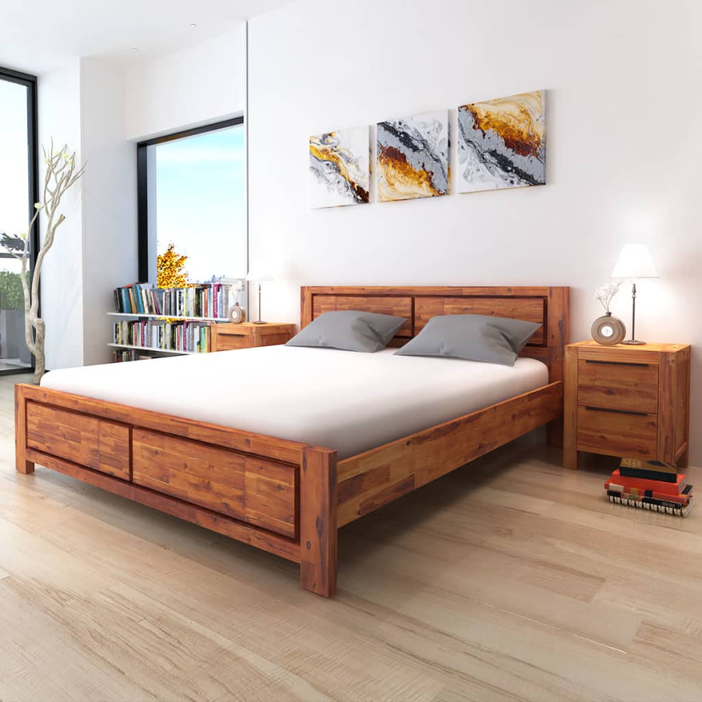 Vidaxl Bed Frame Solid Acacia Wood King Size Wooden Brown Bedroom Vidaxl Bed Frame Solid Acacia Wood Brown King Size 8718475532699 M En Hd 1 Jpg