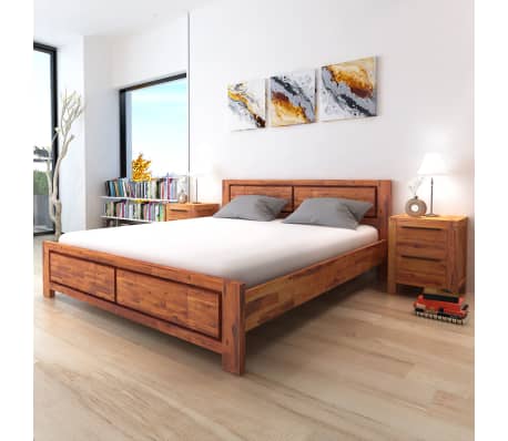 Vidaxl Solid Acacia Wood Bed Frame King Size Brown Bedroom Sleeper Vidaxl Bed Frame Solid Acacia Wood Brown King Size
