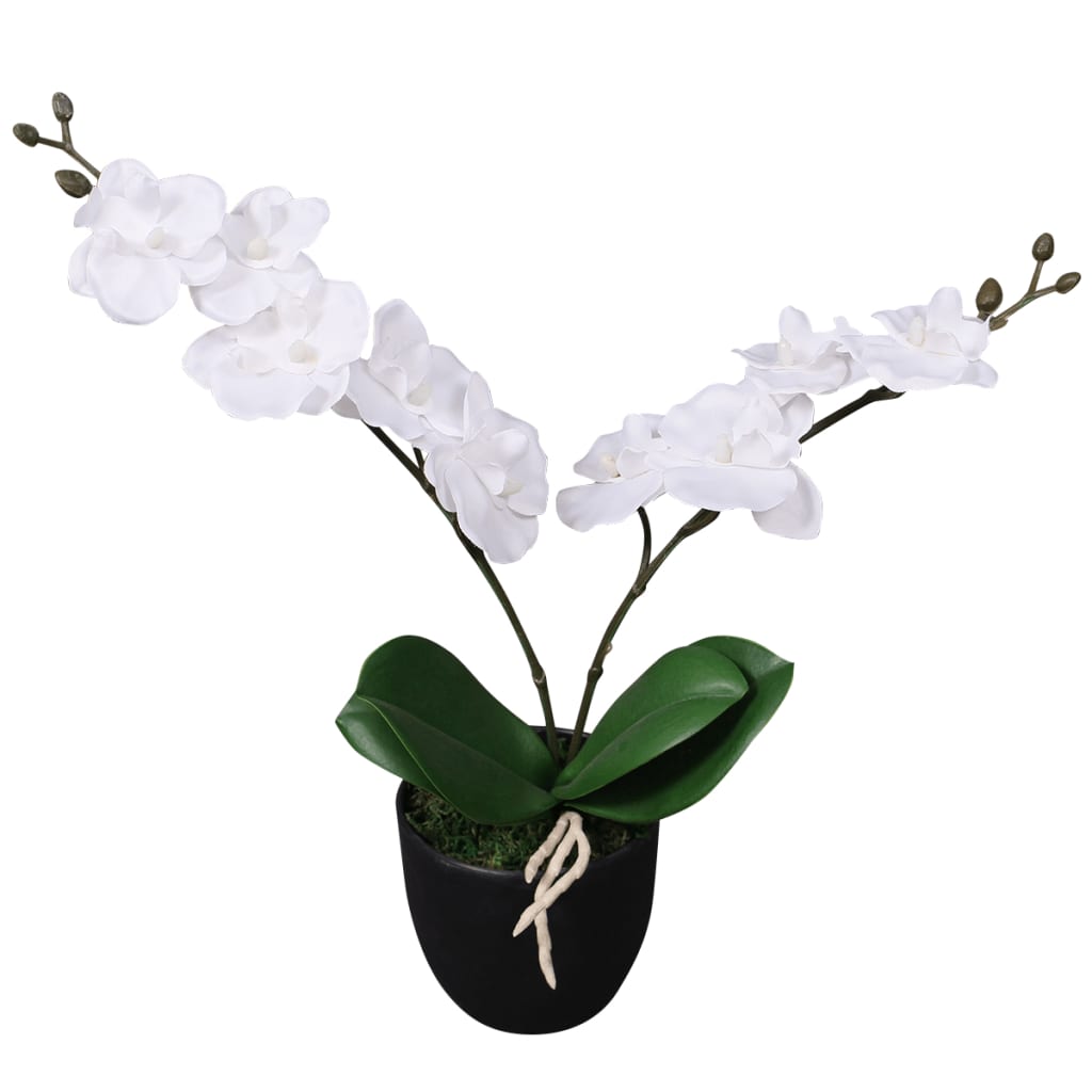 vidaXL Plantă artificială orhidee cu ghiveci, 30 cm, alb de la vidaxl imagine noua