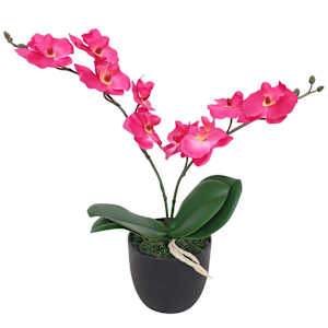 Umělá rostlina orchidej s květináčem 30 cm červená - obrázek 1