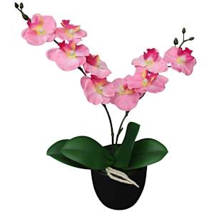 Umělá rostlina orchidej s květináčem 30 cm růžová - obrázek 1