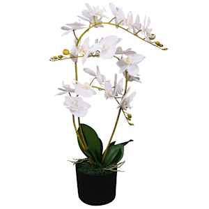 Umělá rostlina orchidej s květináčem 65 cm bílá - obrázek 1