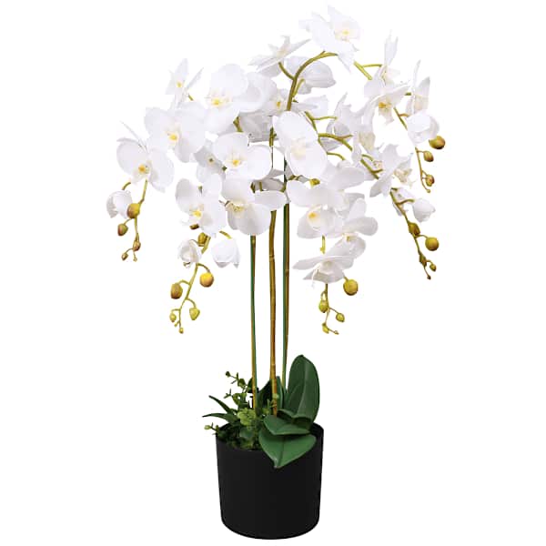 vidaXL kunstorhidee potiga 75 cm, valge