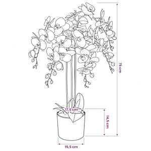 Umělá rostlina orchidej s květináčem 75 cm bílá - obrázek 3