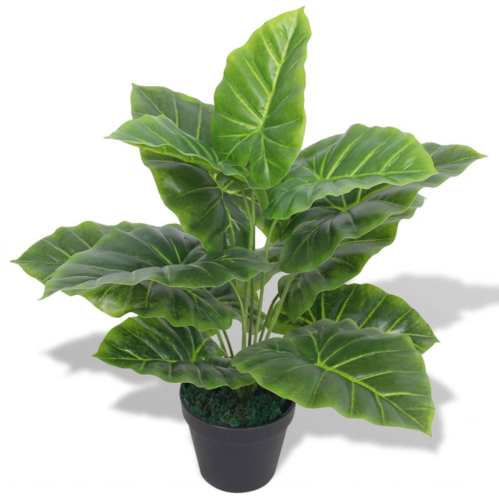 Poza vidaXL Planta artificiala Taro cu ghiveci, 45 cm, verde