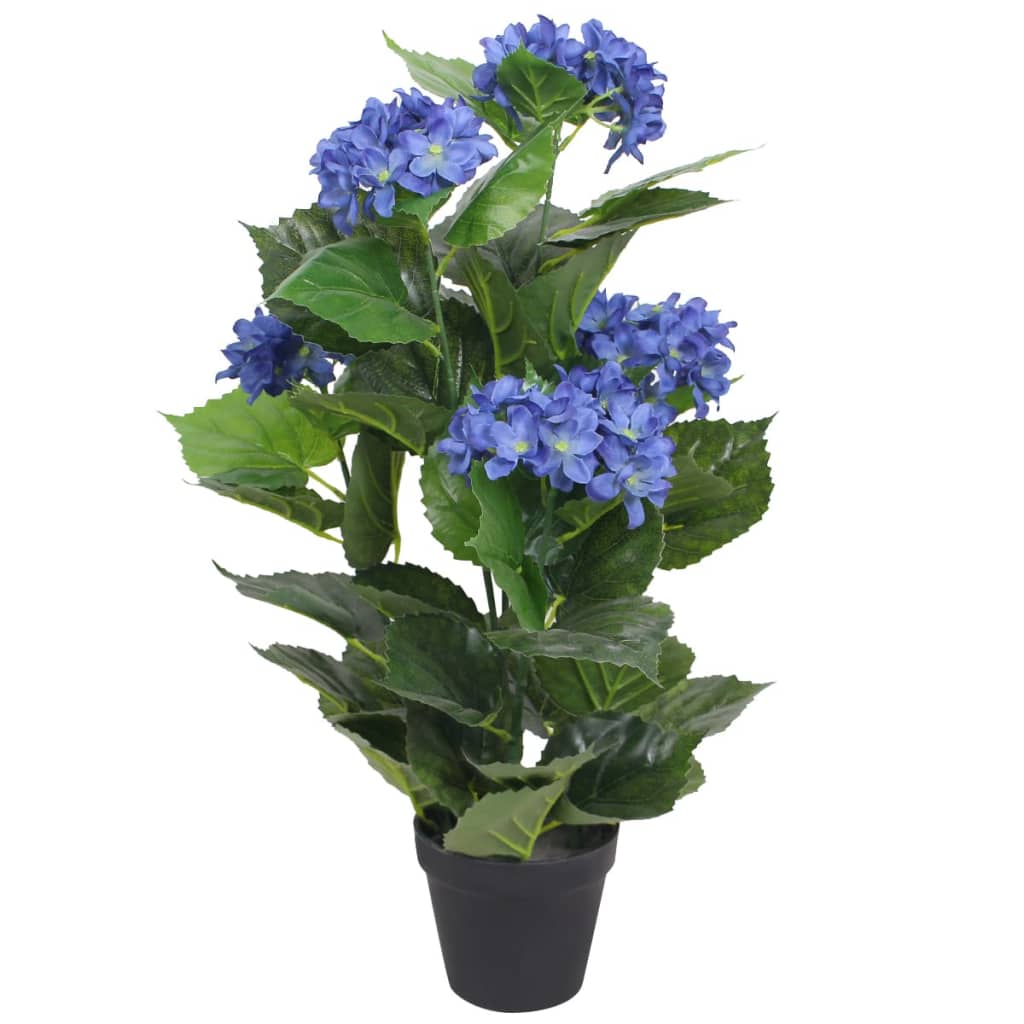 vidaXL kunstig hortensia-plante med potte 60 cm blå