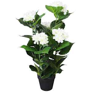 vidaXL kunsttaim hortensia potiga, 60 cm, valge