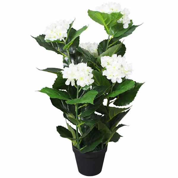vidaXL kunsttaim hortensia potiga, 60 cm, valge