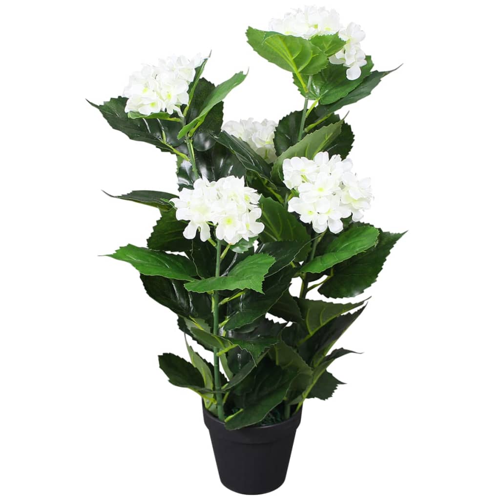 vidaXL Künstliche Hortensie mit Topf 60 cm Weiß