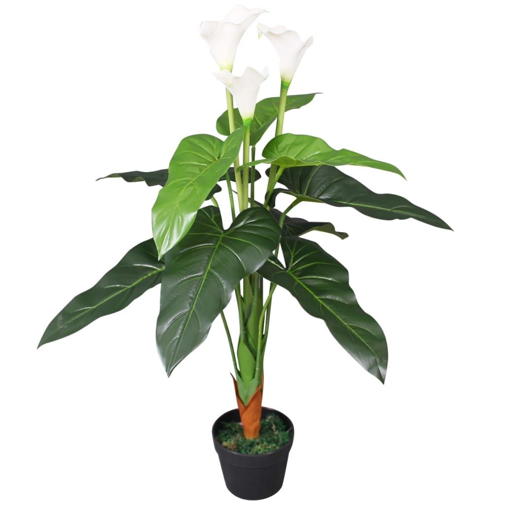 vidaXL Floare de cală crin artificială cu ghiveci, 85 cm, alb vidaxl.ro