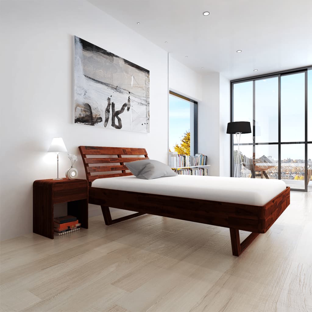 vidaXL Rama łóżka, brązowa, lite drewno akacjowe, 140x200 cm