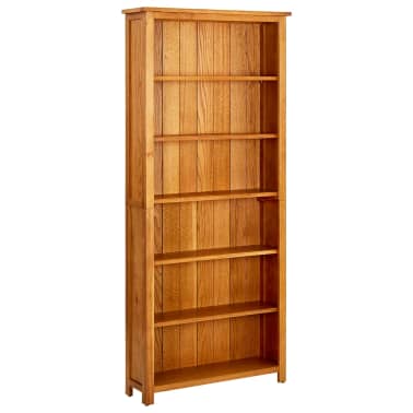 Vidaxl 6 Tier Bookcase 31 5 X8 9 X70 9 Solid Oak Wood Vidaxl Com