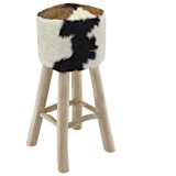 vidaXL Tabouret de bar Cuir véritable Teck Rond