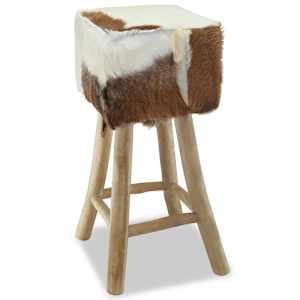 Barski stolček kozjega usnja in trdna tikovina - slika 5