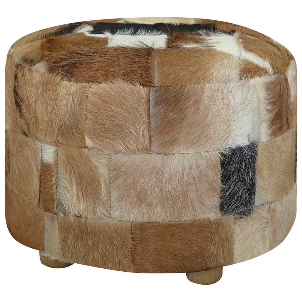 vidaXL Hocker Echtleder Rund 50x50x45 cm