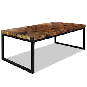 vidaXL kohvilaud tugevast tiigipuidust ja vaigust 110 x 60 x 40 cm