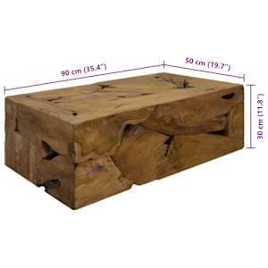 Konferenční stolek 90 x 50 x 30 cm pravý teak hnědý - obrázek 7