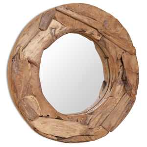 Dekorativní zrcadlo teak 60 cm kulaté - obrázek 1