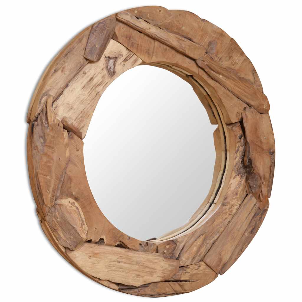 vidaXL Dekorativer Spiegel Teak 80 cm Rund